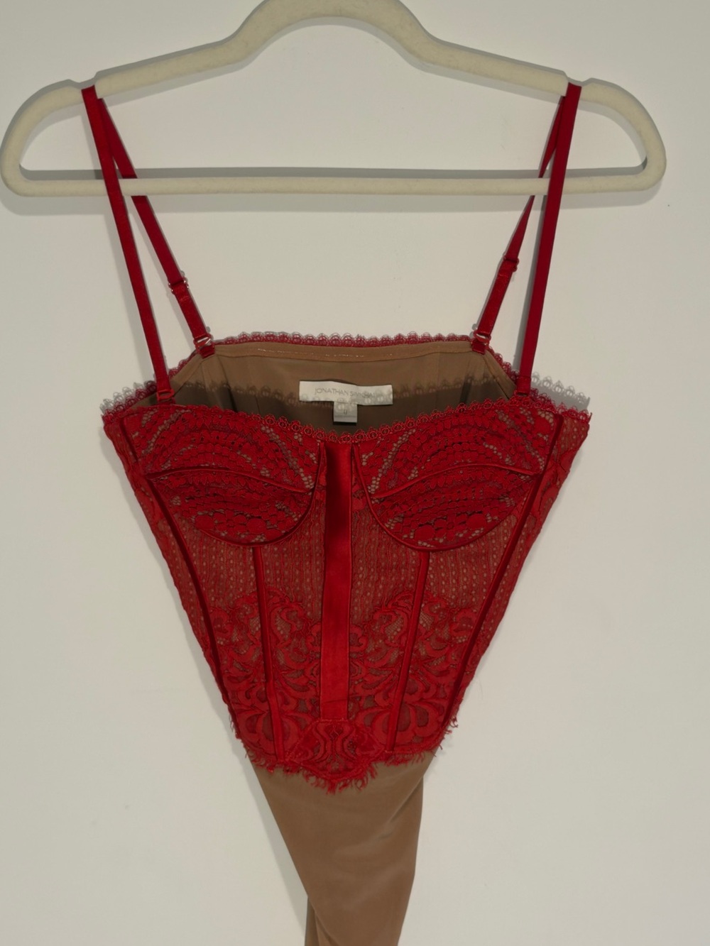 Jonathan Simkhai Scarlet Red Lace Bustier Corset